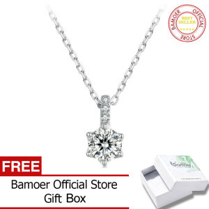 BAMOER Moissanite Pendant Necklace D Color VVS1 for Women Wedding Engagement 925 Sterling Silver Fine Jewelry MSN025
