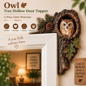 LONGB 2D  trang trí cửa hình cây rỗng Chipmunk Vân vỏ cây Gỗ Khung trang trí cửa rỗng hình cây động vật  Biển hiệu khung cửa gỗ hình sóc và cú Trang trí góc cửa hình động vật