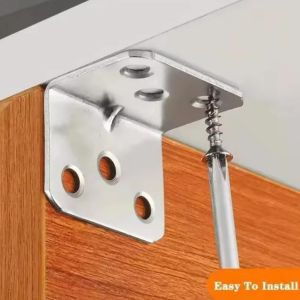 60Pcs L-shaped Corner Code / Stainless Steel Bracket / Wooden Furniture Mounting Fasteners / for Carton Tables Chairs