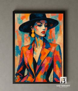 Tranh Nghệ thuật "Cô Gái Thời Trang" VIETSMART ART - Acrylic 60 x 90cm