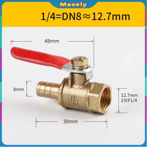 Masely Brass Ball Valves 1/4" Male Female Thread Copper Fitting Water Oil Hair Gas Fuel Line Shutoff