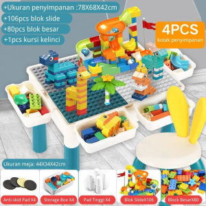 Meja Blok Bangunan Multifungsi Meja Belajar dengan Kursi Meja Bermain Pasir Mainan Building Blocks