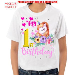 UNICORN GRAPHIC DESIGN T-SHIRT WITH OR WITHOUT NAME EDITABLE AGE