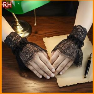 🔥🔥🔥ranghe Women Arm Sleeves With Short Tassels White And Black Pleated Cuff Beautiful Lace Accessories Outdoor Embellishments