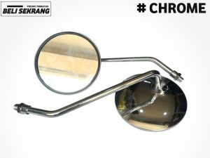 SPION VESPA GAGANG PANJANG CHROME KACA SPION RETRO PNP HONDA DAN YAMAHA