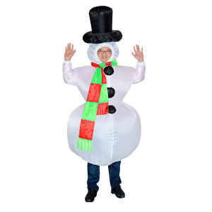 Christmas costume party props including Santa Claus moose Christmas trees inflatable costumes and head-tilting figures