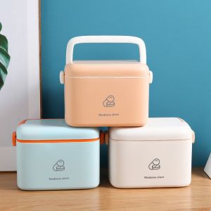 SKYJS Plastic Durable Pill Case Large Capacity Household Family Emergency Kit Pill Box Storage Box Pill  Storage Container Pill Organizer