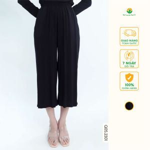 Quần lửng đen nữ Việt Thắng chất lanh Q05.2301