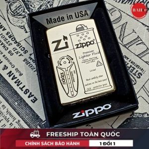 Bật Lửa Hột Quẹt Zippo Biểu Tượng Chai Xăng Vỉ Đá Mộc Đáy Ngược Đời La Mã XIII ( Tặng Kèm Phụ Kiện )
