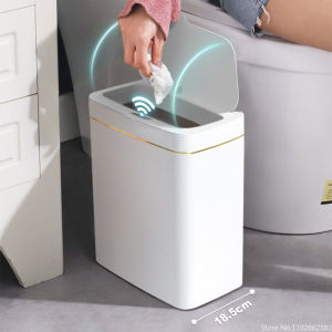 15/18L Smart Sensor Trash Can Garbage Bucket Waterproof Narrow Seam Automatic Trash Bin Wastebasket for Kitchen Toilet Bedroom2026