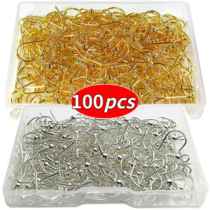 100pcs Stainless Steel Ear Hook Findings Clasps Hooks DIY Earring