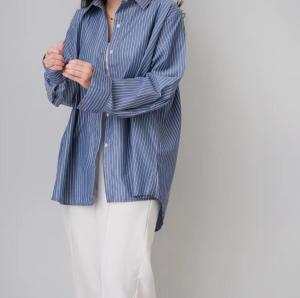 HARA STRIPE SHIRT / KEMEJA SALUR GARIS OVERSIZED / ATASAN WANITA LENGAN PANJANG