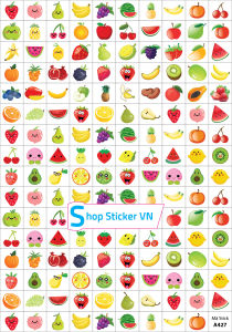 Sticker khen thưởng HÌNH HOA QUẢ tờ A4 - 159 Stick - SP27