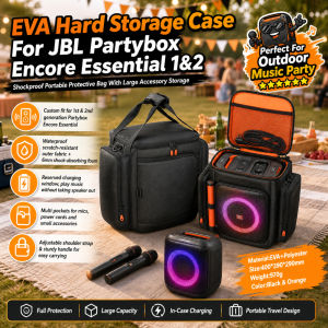For Partybox Encore Essential 2 Portable Speaker Dust Case with Mic Pocket Padded Speaker Protective Cover Waterproof Double-Sided Speaker Storage Bag Encore Essential [UEB Vodool]