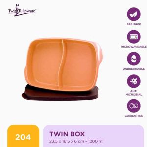 Twin Tulipware Wadah Bekal Bulat Bersekat 2 Apa Isi Piringmu TWIN MEAL BOX 1200 ml Asri Tulipware