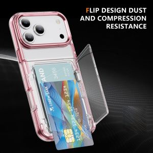 Flip Wallet Card Holder Clear Protective Case For iPhone 17 Air 16 15 14 13 12 11 Plus Pro Max Transparent Card Bag Bumper Cover