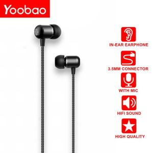 Yoobao YBL-1 3.5MM Stereo In Ear Wired Super Metal Bass Earphone with Microphone For iOS and Android Devices