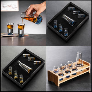 KỆ GỖ sang trọng của bộ set 6 ly uống rượu kèm cốc đong Z－Shine