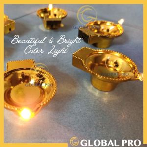 1PC Golden Diya Light Agal Vilakku/Diya Deepak LED Lights Home Decoration Battery Operated Warm White Color