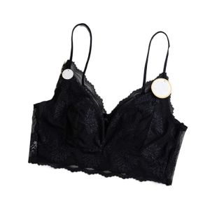 VCH Mesh Wireless Deep V Bra Anti-sagging Shockproof Push Up Underwear Sweet Adjustable Lace Bra for Women Girls