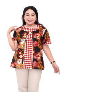 Blouse Big Size Wanita Atasan Batik Jumbo LD 140 Lengkap M-L-XL-2L-3L-4L-5L-6L-7L Model Blus Jumbo Seragam Batik / Blus Pendek Big Size / Atasan Kerja Wanita Jumbo Kantor / Blouse Jumbo Formal Kerja