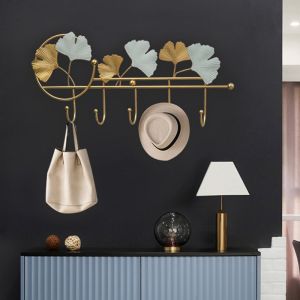 XUANY ทันสมัยและทันสมัย 1ชิ้นค่ะ รูปใบแปะก๊วย สำหรับหมวกและเครื่องประดับ ป้องกันสนิมไม่เป็นสนิม ทนต่อการสึกหรอ ที่แขวนรองเท้าโลหะ ที่วางกุญแจ ตะขอเกี่ยวประตู ที่แขวนเสื้อโค้ท