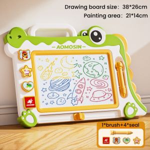 Oldlaiben Kids Magnetic Drawing Board Cartoon Dinosaur Shape Magnetic Board Portable Kids Painting Board Toy