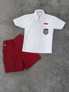 setelan seragam sekolah merah putih anak laki-laki lengan pendek sd kelas 1-6 non-set