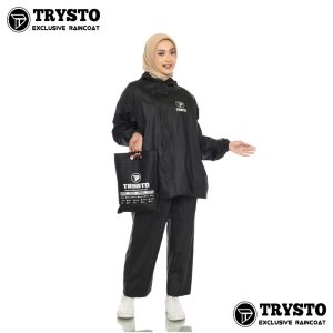 Jas Hujan Setelan Pria Wanita Dewasa Bahan Kuat Tebal Elastis Original By TRYSTO