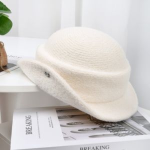 LUMIQLO Hỗn hợp len Mũ beret Cạnh cuộn Màu sắc đồng nhất Mũ Fedora Thời Trang Phong cách retro Mùa đông ấm áp Mũ cao bồi Anh