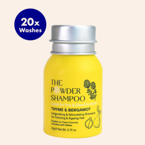 The Powder Shampoo - for Thinning & Aging Hair Sustainable Vegan Plastic-Free SLS Sulfate Free Eco Friendly Sustainable Botanical Ginseng Ginger Thyme Prebiotics Probiotics