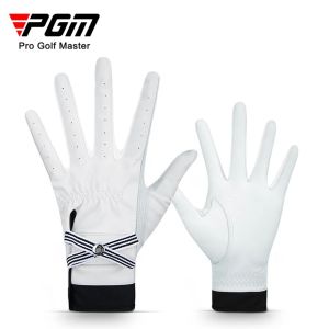 PGM 1Pair Golf Gloves Women With Mark Sheep Skin Breathable Genuine Leather Sport Gloves Anti-Slip Training Mittens ST027
