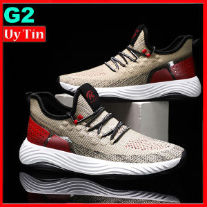 Giày thể thao nam vải dệt thoáng khí thời trang cá tính giày thể thao đế cao su chống trượt màu ghi đỏ G2 HÀNG XÃ LỖ