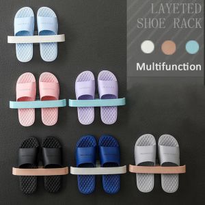 BEandBA Space Saving Self Adhesive Bathroom Holders Shelf Towel Storage Box Shoe Organizer Shoe Rack Slippers Hanger