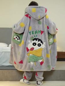 Crayon Shin-Chan 2Pcs Kawaii Parent-Child Pajamas Kawaii Cartoon Anime Girls Boys Embroidery Thicken Warm Casual Cute Homewear2026