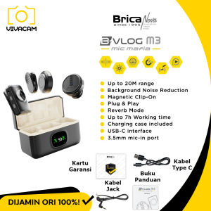 Brica B-VLOG M3 Dual Magnetic Clip Wireless Microphone - Clip On Mic Vlog - With Charging Case
