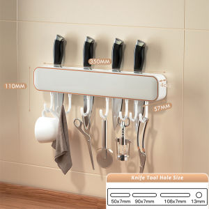 JustLiving Kệ Nhà Bếp Móc Giá Để Dao Đồ Dùng Nhà Bếp Đồ Tạo Tác Treo Tường Giá Treo Xẻng Thìa Phong Cách Tối Giản Với 7 Móc Có Thể Tháo Rời Để Đựng Khăn/Chảo/Nồi/Thìa