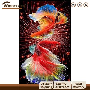 Home Wall Decor Koi Fish Embroidery Cross Stitch Kit 11CT Cotton Thread Art Piece