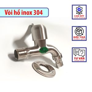 Vòi xả sàn vòi hồ đúc 100% inox 304 sáng bóng ko gỉ sét Vòi hồ inox 304 ren 21mm