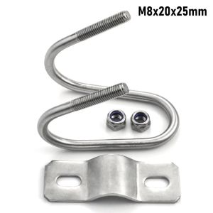 ADREE 20 25 32 40 50 M8 Double U Cross Clamp Screw Connector Galvanized Pipe Clamp Steel U Bolt Clamp Tube Pipe Fixing