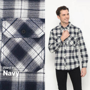 Coop Design - Ward Kemeja Flannel Tartan Flanel Kotak-Kotak Lengan Panjang Pria