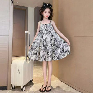 ชุดเดรสเด็กผู้หญิง เดรสสลิปเดรสลายพิมพ์หมึกสไตล์ฤดูร้อนแบบใหม่