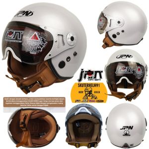 Helm Dewasa JPN Hijab Kaca Pilot Riben Vintage Retro Klasik Half Face Pria Wanita Solid Pastel Putih Krem Cream Ungu Pink SNI All Size M L