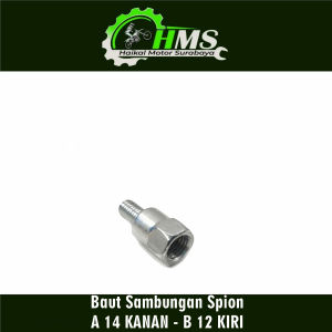 Baut Sambungan Spion Atas 14 KANAN - Bawah 12 KIRI - Baud Peninggi Adaptor Spion Honda Ke Motor