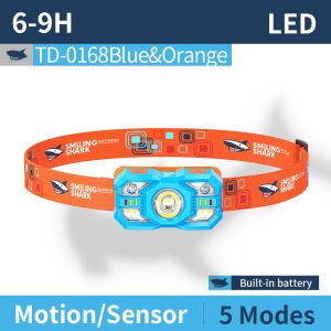 SMILING SHARK TD0168 LED Headlight Induction Fishing Light 5Mode White Red Light Type-c Rechargeable Head Lamp Waterproof Outdoor Camping Fishing Lighting
