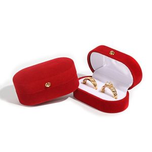 GOXBERK Velvet Finger Ring Box Engagement Ring Jewelry Storage Box Wedding Ring Case Fashion Dustproof Couple Rings Holder Engagement