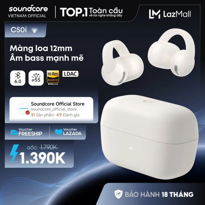 Tai nghe bluetooth Open-Ear Soundcore C50i | Màng loa 12mm| Pin 7h/28h| Bluetooth 6.0| Bảo hành 18 tháng | BigBuy360 - bigbuy360.vn Tai nghe bluetooth Open-Ear Soundcore C50i | Màng loa 12mm| Pin 7h/28h| Bluetooth 6.0| Bảo hành 18 tháng | BigBuy360 - bigbuy360.vn
