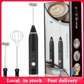 USB Rechargeable Milk Frother Handheld Electric Foam Maker Mixer Speed Adjustable with 2 Stainless Steel Whisks