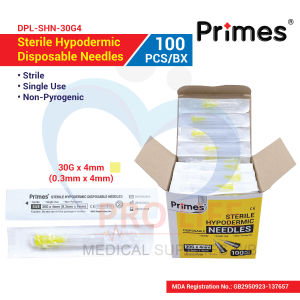 Primes Sterile Hypodermic Disposable Needles (Painless Needles)(30G x 4mm) (100pcs)