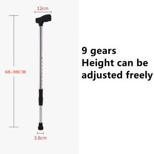 Ajustable Heights Stainless Steel Walking Cane Safe Old Man Crutches Non-slip Telescopic T Handle Four Feet Convert Nordic Walking Stick Polse Canes for Elderly Walking Sticks